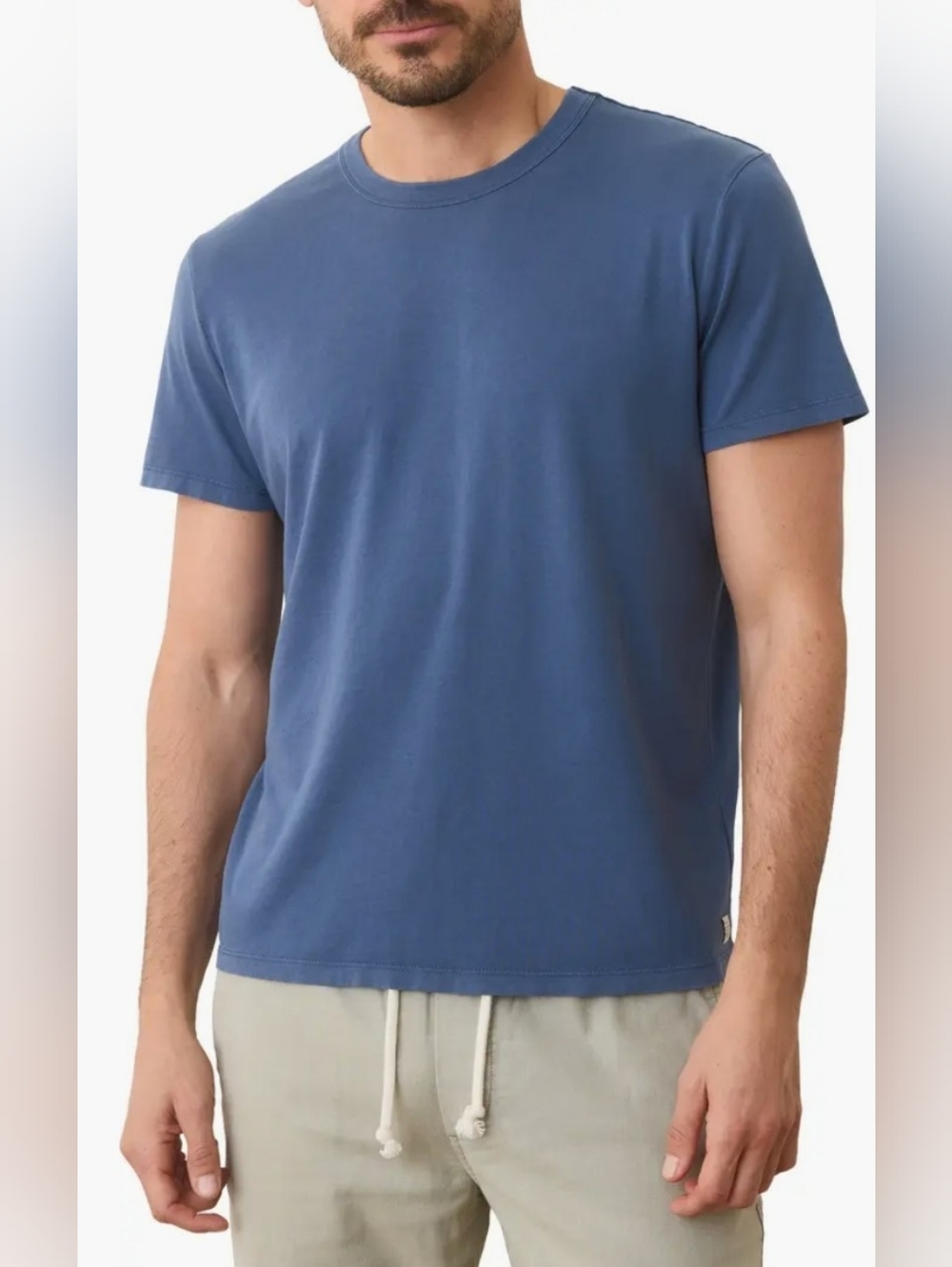 Marine Layer Absurdly Soft Signature Crew Neck Tee Heathered Blue Mens M/L